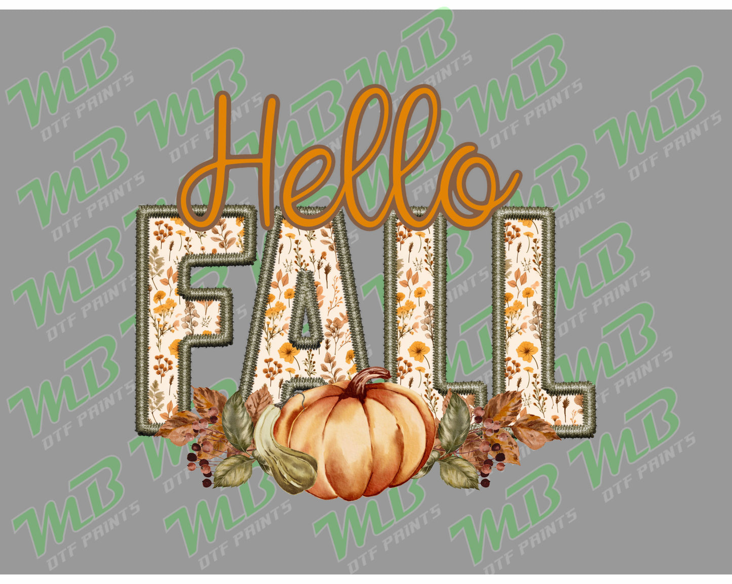 FAUX EMBROIDERED HELLO FALL DTF PRINT