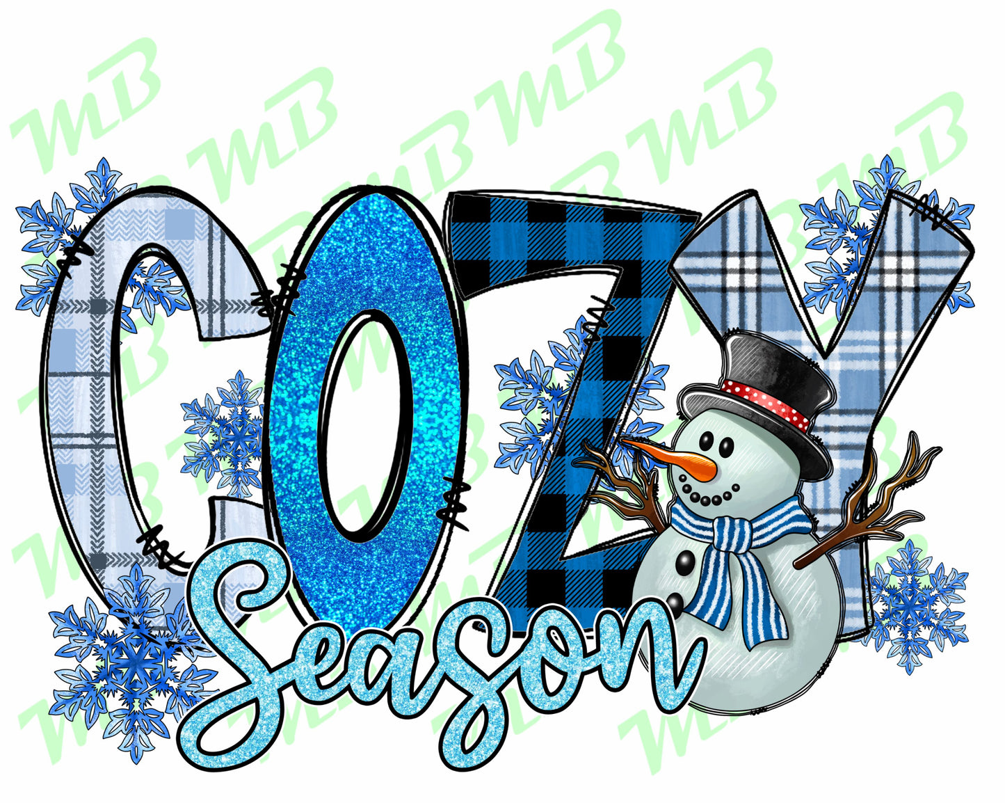 COZY SEASON FAUX GLITTER CHRISTMAS DTF PRINT