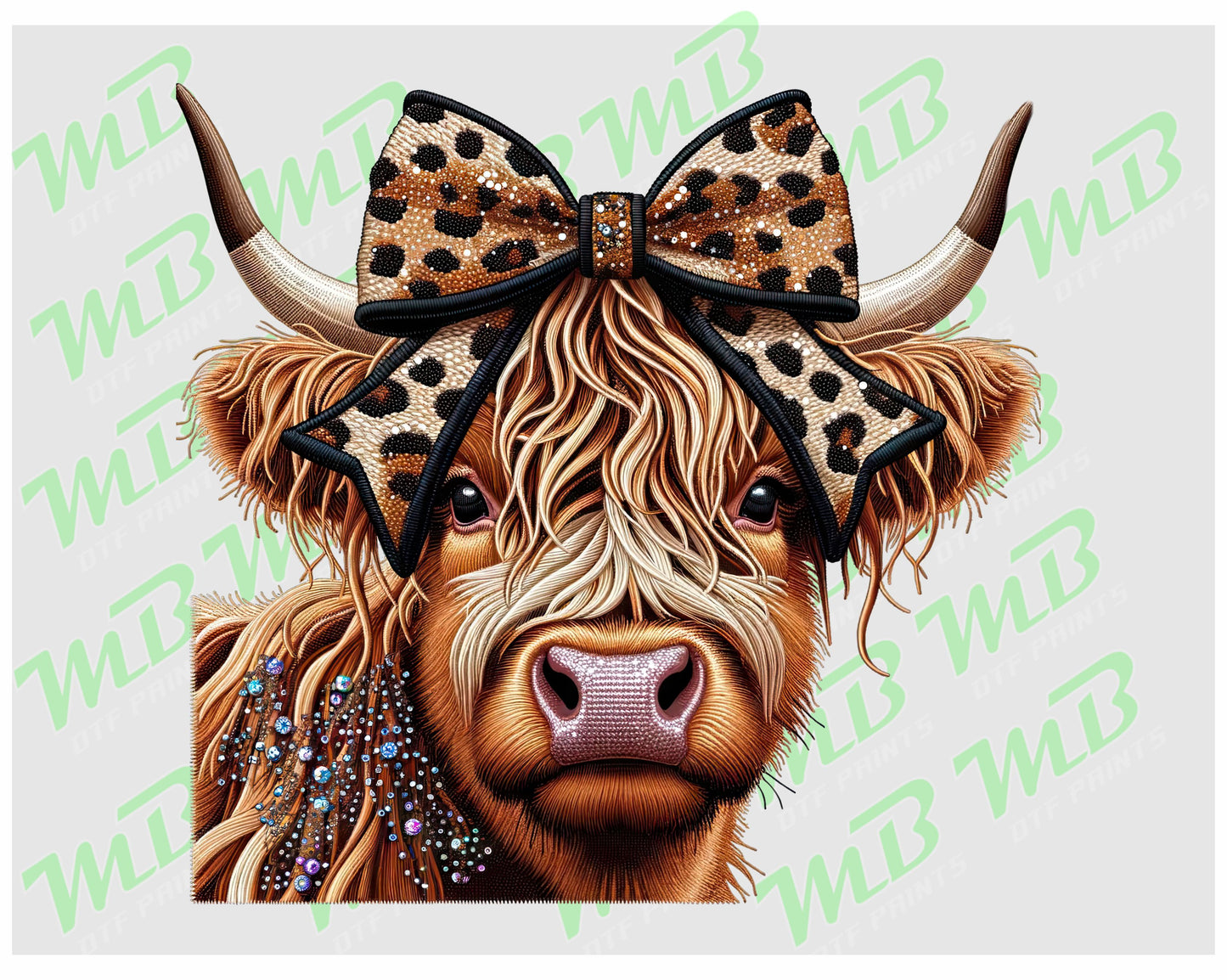 LEOPARD CHRISTMAS HIGHLAND COW DTF PRINT