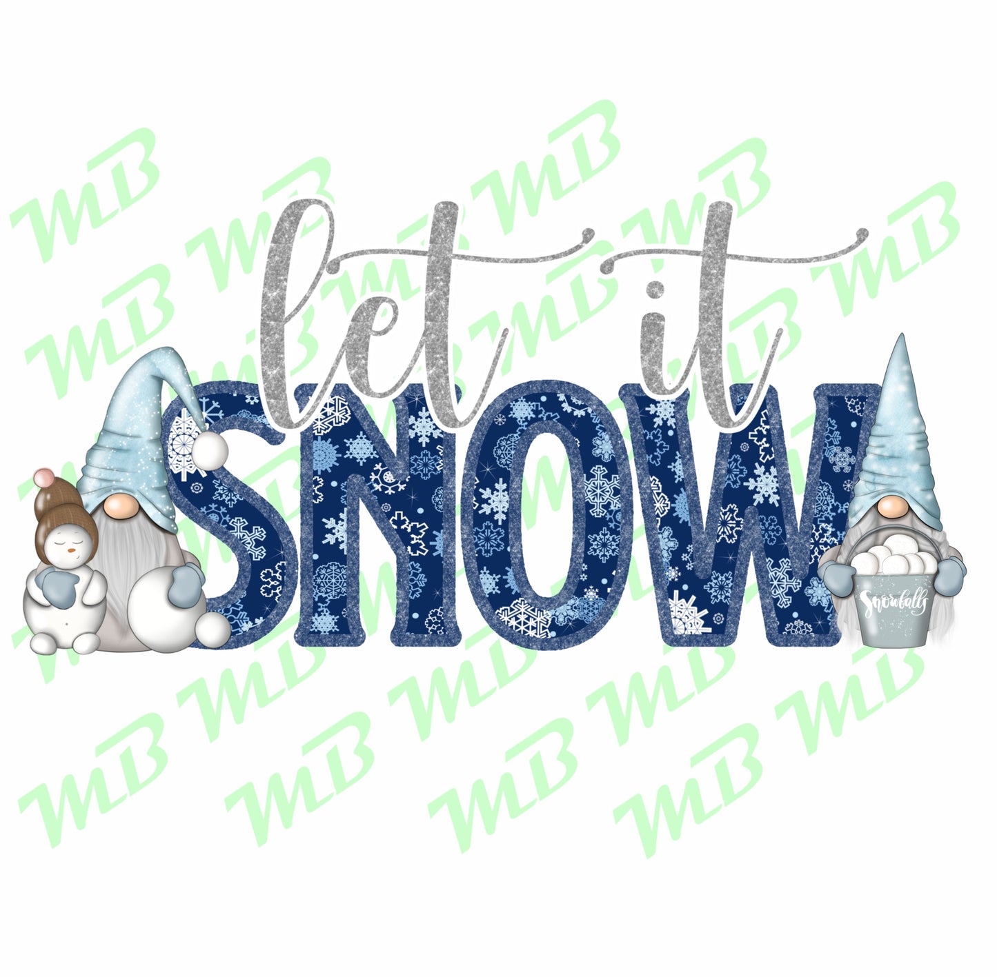 LET IT SNOW FAUX GLITTER CHRISTMAS DTF PRINT