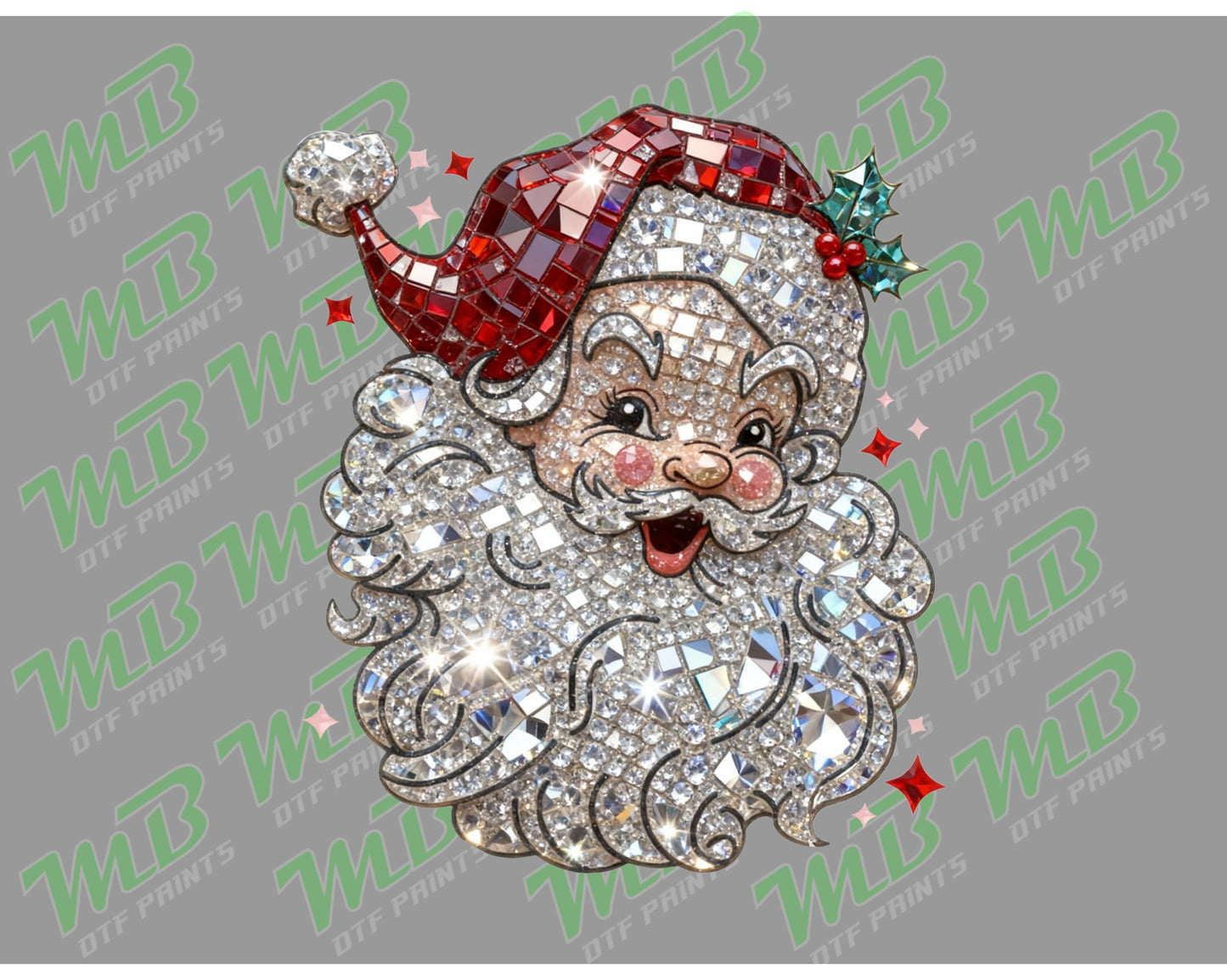FAUX RHINESTONE SANTA DTF PRINT