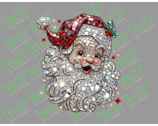 FAUX RHINESTONE SANTA DTF PRINT