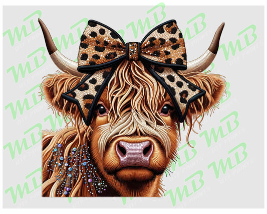 LEOPARD CHRISTMAS HIGHLAND COW DTF PRINT