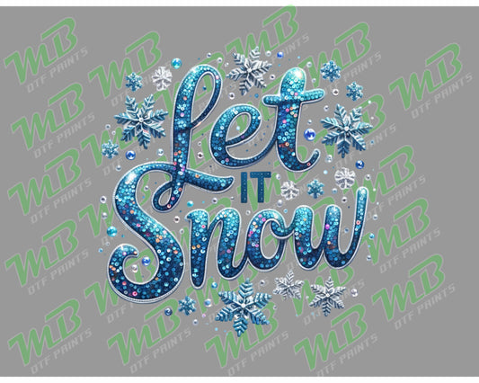 LET IT SNOW SPARKLE DTF PRINT
